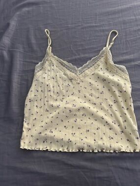 No Boundaries Cream Cami with Purple Floral Print